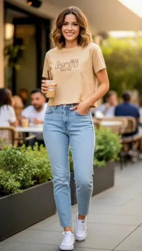 Camiseta Levi's - Tam 40 - Bege estilo cropped 