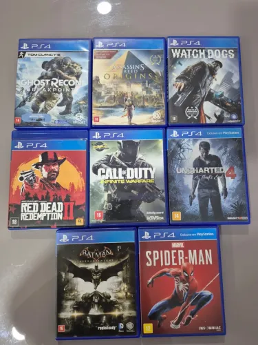 Lote 8 Jogos PS4 Originais Mídia Física + Mapa Red Dead 2
