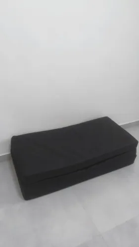 Puff 3 em 1 Casal Preto com Zíper - Dobrável e Multiuso