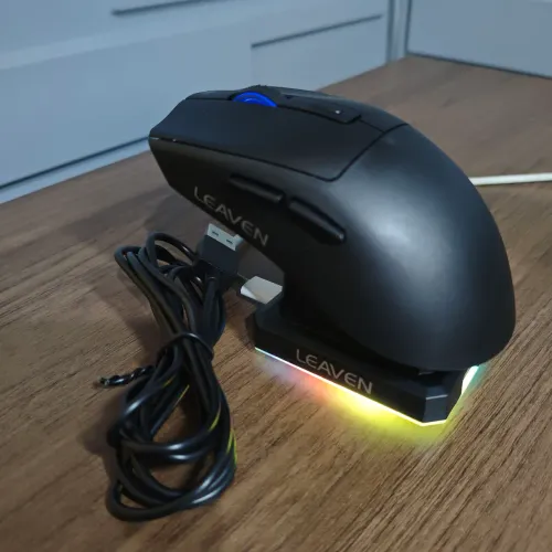Mouse Gamer Sem Fio Leaven X3 + Dock de Carregamento RGB (Novo)