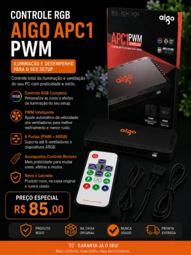 Controladora RGB Aigo APC1 PWM NOVA, nunca usada e na caixa original.