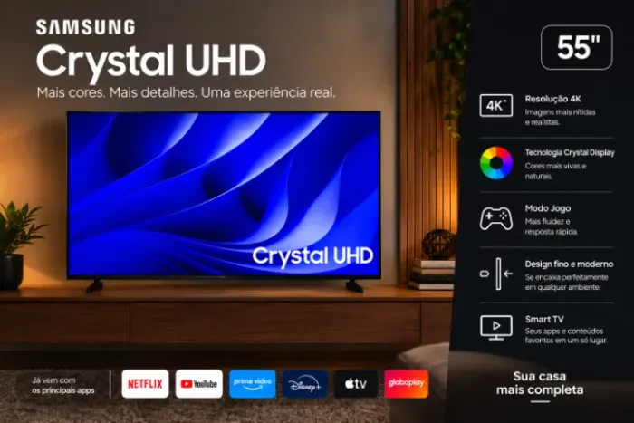 Smart TV Samsung 50" Crystal UHD 4K DU8000 (Modelo 2024) - Perfeito Estado
