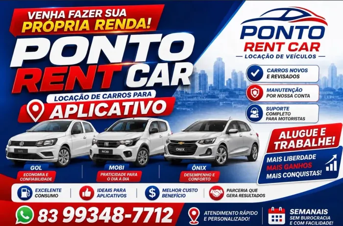 Locação de carros pra motorista de aplicativo