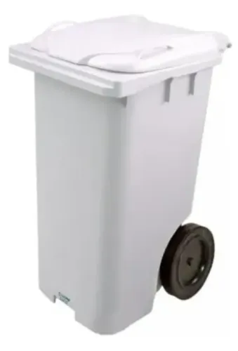 Contêiner Plástico 240 Litros Branco com Rodas e Tampa