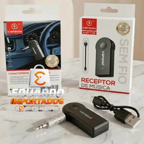 Receptor de Música Bluetooth para Som de Carro Veicular ou mp3, P2 3.5mm Auxiliar