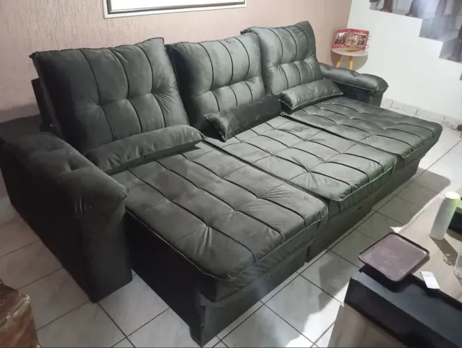 Sofá Retrátil e Reclinável 2,90m 3 Módulos Pronta Entrega 
