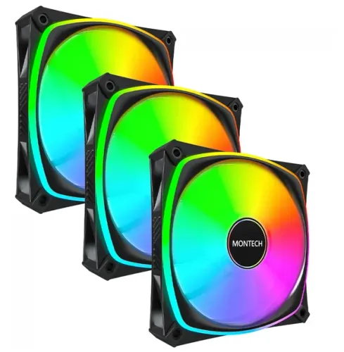 [NOVO/LACRADO] Kit 3 Fans Montech AX120 PRO ARGB 120mm Preto