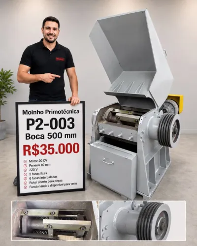 Moinho Primotécnica - Boca 500 mm - Motor 20 CV