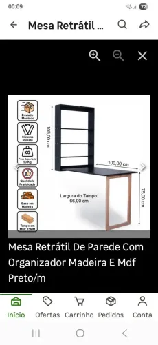 Mesa retrátil de parede