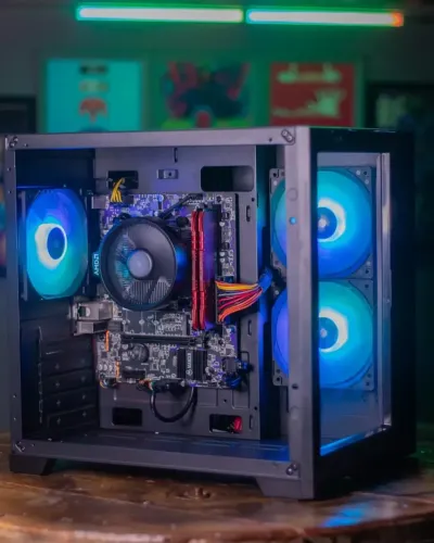 PC Ryzen 5 5600G, 16GB RAM, SSD 240GB, A320, Fonte 500W, Gabinete Bluecase, 3 Fans