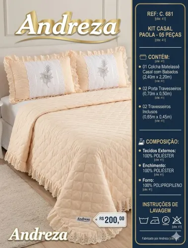 Kit Colcha de Casal Paola (Andreza)