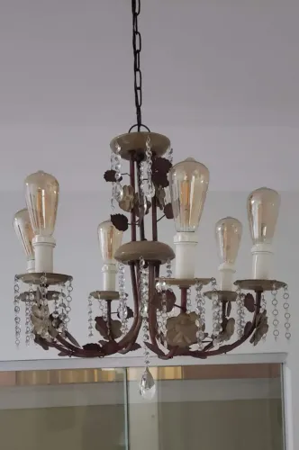 Lustre Vintage Floral 6 Braços com Cristais - Estilo Clássico/Romântico