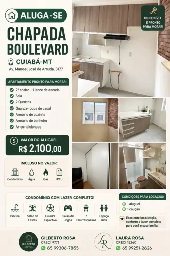 LOCAÇÃO APARTAMENTO NO CONDOMÍNIO CHAPADA BOULEVARD