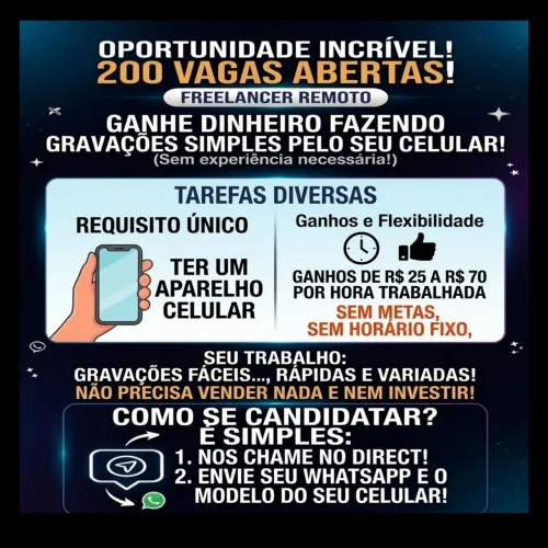 200 vagas para trabalhar como freelancer gravando videos para treinar I.A