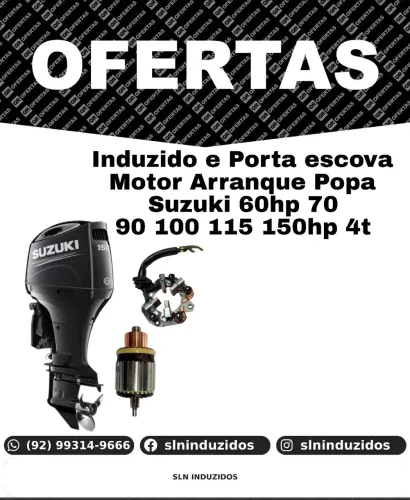 Induzido e Porta escova Motor Arranque Popa Suzuki 60hp 70<br>90 100 115 150hp 4t