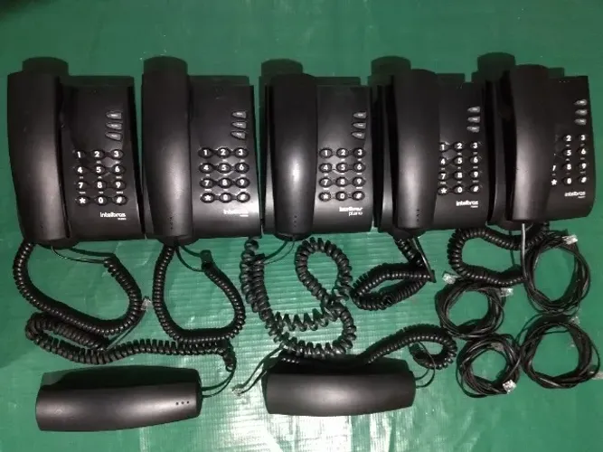Lote com 5 Telefones Fixos com Fio Intelbras Pleno Usados e em Bom Estado - Oportunidade