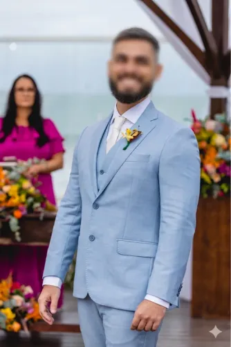 Terno Brooksfield 3 Peças Cerimônia 100% Lã Tam 50 Ajustável - Usado 1x (Casamento)