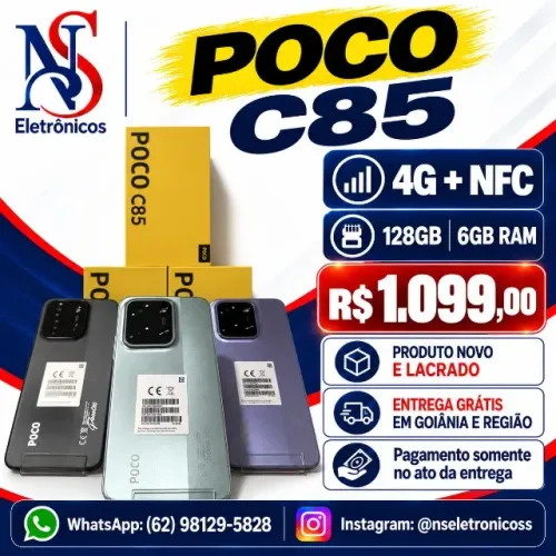 Celular Poco C85 Xiaomi 128GB 6GB RAM 4G Promoção Novo Entregamos Gratis