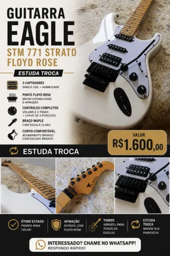 * Vendo Guitarra Stratocaster Eagle STM-771 Floyd Rose Escala em Maple - Estuda Troca  *