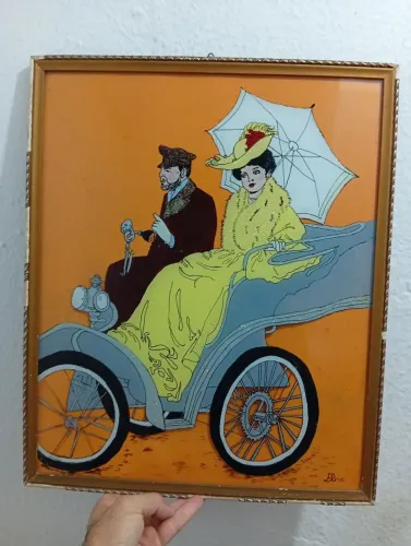Quadro vitral espelho pintura antiga