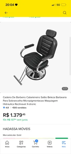 cadeira de barbeiro a venda, nem 1 ano de uso