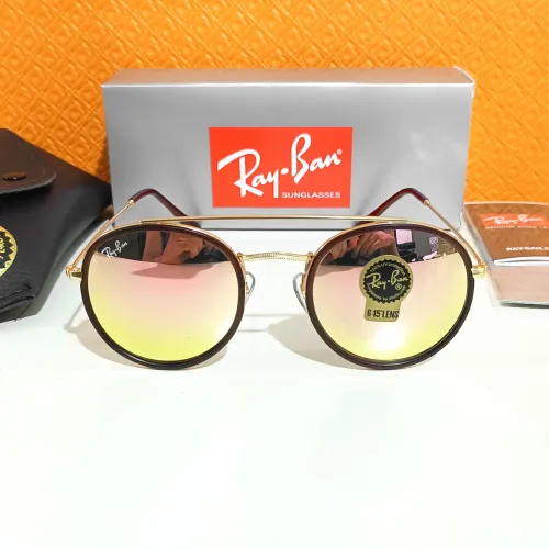 Óculos de sol Ray ban Double bridge Redondo rosé unissex novo 