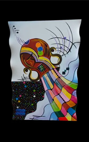 Pintura abstrata contemporânea, retratando o signo de Aquário