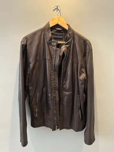 Jaqueta de couro masculina banana republic tamanho L