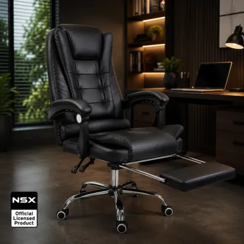 Direto da Fábrica - Cadeira Presidente - Apoio Aos Pés - 2 Pontos De Massagem Cor Preto