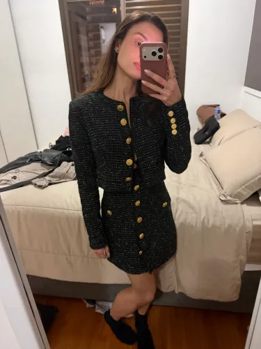 Conjunto preto em tweed Fabulous Agilita