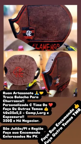 Tronco bolacha para churrasco personalizado Com Time Do Flamengo 