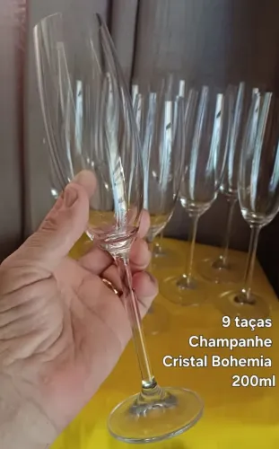 9 taças de champanhe 200ml Cristal Bhoemia 