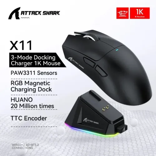 Attack Shark X11 com Dock de Carregamento - Mouse Original Lacrado - Entregamos