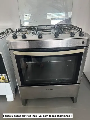 Fogão 5 bocas elétrico inox $750,00 A vista ou 12x 73,12 no cartão