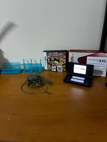 Nintendo DS Lite Crimson Black Original + Caixa + R4 + Carnival Games
