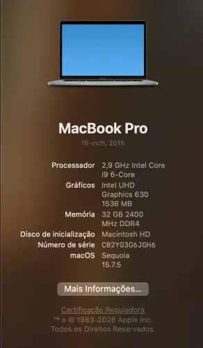 macbook pro 32g, CORE i9, 500GB