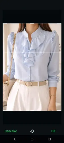 Camisa social feminina azul bebe