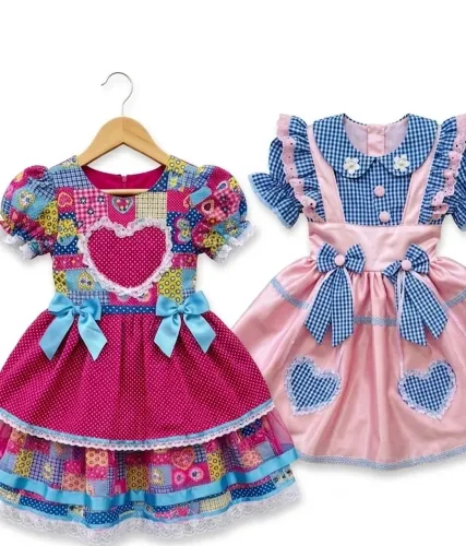 Vestidos Infantis - Festa Junina - São João - Caipirinha