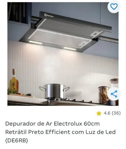 Depurador de ar eletrolux 60 cm