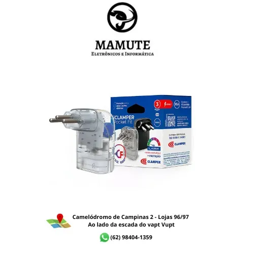 Protetor de Surto iClamper Pocket Fit Tomada 2 Pinos 10A Bivolt Tecnologia LCF e DPS