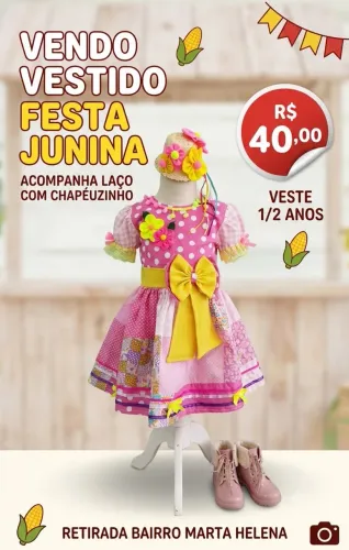 Vestido Festa Junina Infantil