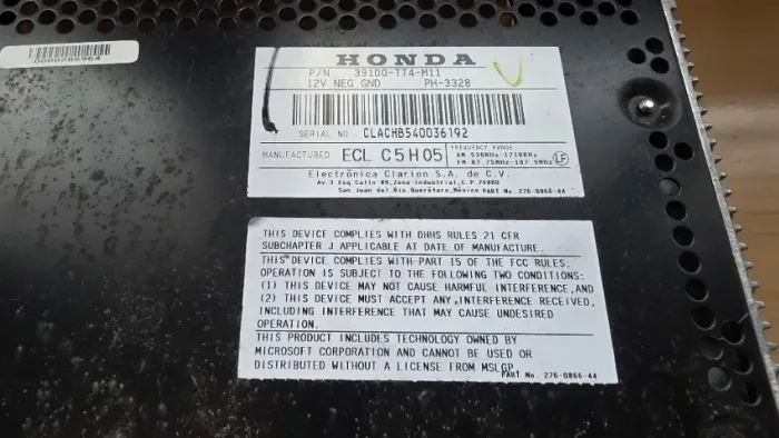 Rádio Original Honda Civic G9 2012 a 2016 ? LXR/EXR ? Código 39100-TT4-M11