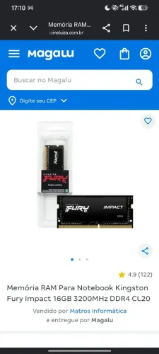 Memória ram ddr4 16gb notebook