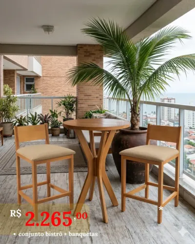 conjunto bistrô madeira maciça 