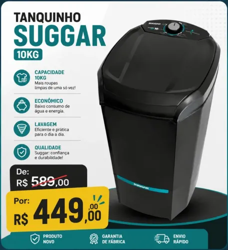 Lavadora semi automática sugar 10kg 