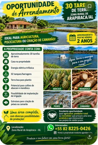 Alugo 10 hectare de terra em Arapiraca / arrendamento
