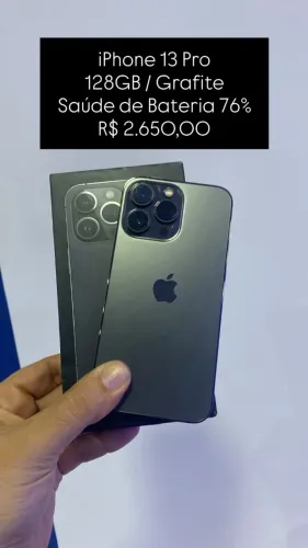 Seminovo: iPhone 13 Pro 128GB / Grafite / Saude de Bateria 76% - Loja Fisica