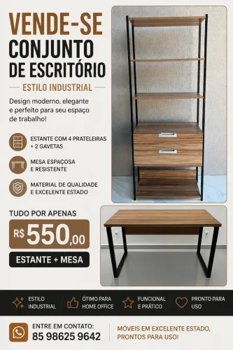 Mesa e estante para escritório