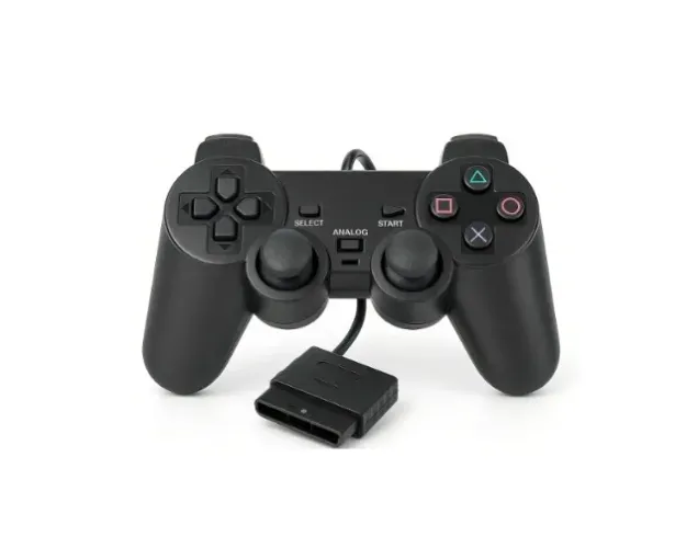 Kit 2 Controles Com Fio Para Ps2 Analógico Plug And Play