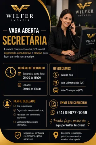 Vaga para Secretária (Feminina)